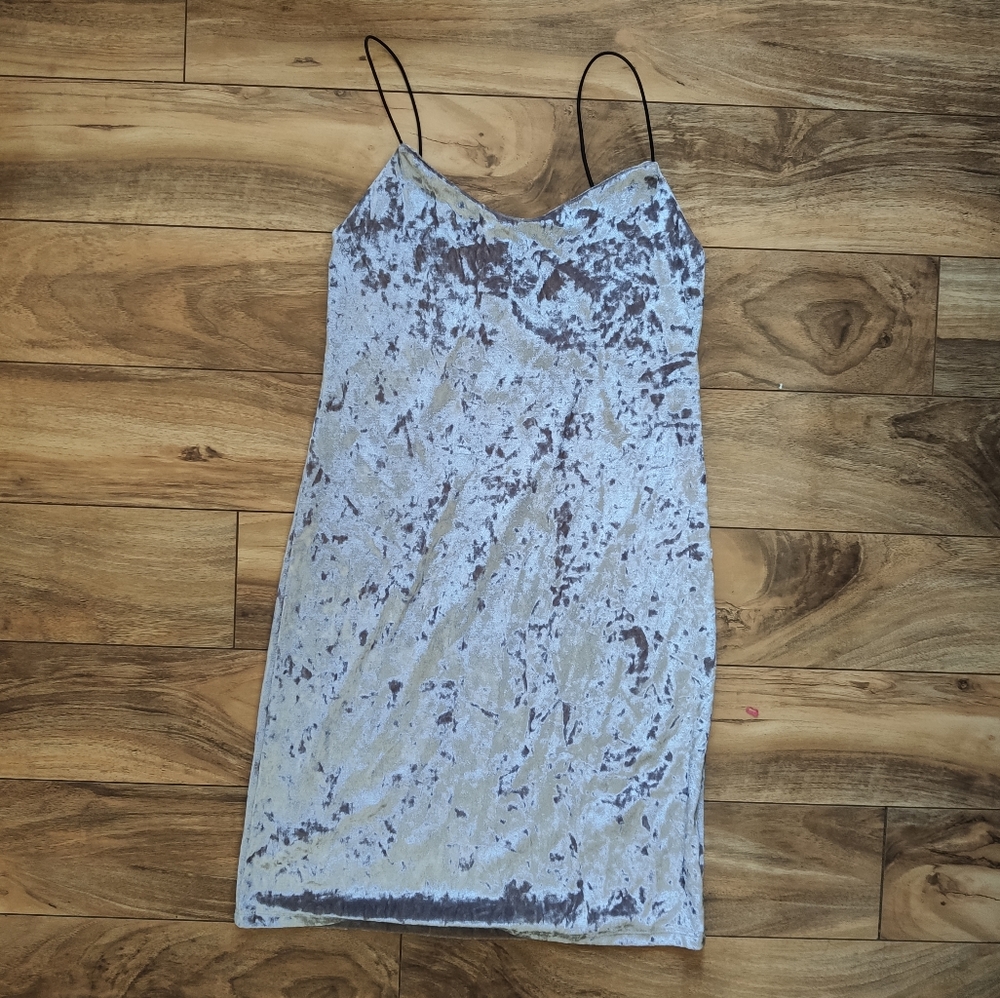 Taupe Mini  Velvet Dress